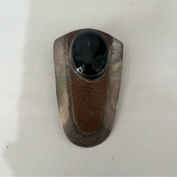 Mathews Sterling Silver Navajo Black Onyx Stone Pendant